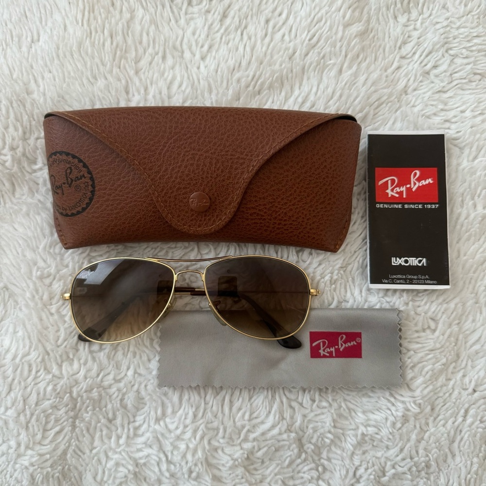 Ray Ban 56014 Pilot Aviator Gradient Sunglasses - Polished Gold / Brown